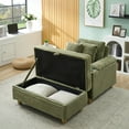 thumbnail image 2 of Modern Corduroy Accent Chair with Ottoman, Extra Deep Plush Armchair with Hidden Storage & Cup Holders, Space-Saving Living Room Sofa Couch, Stain-Resistant Fabric, Tool-Free Assembly, Green, 2 of 8