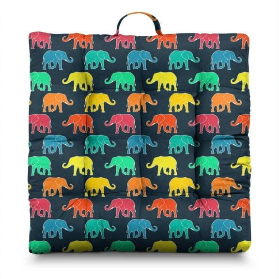 Vintage Ethnic Floor Cushion for Adults - Oversized Square Meditation Pillow with Boho Floral Design & Ergonomic Support