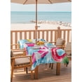 thumbnail image 2 of 52x70 Inch Outdoor Tablecloth with Umbrella Hole Zipper Rectangle Summer Blue Pool Rectangular Tablecloths Outside Waterproof Ocean Beach Swimming Ring Vintage Patio Table Cover for Picnic Party, 2 of 8