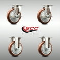 thumbnail image 2 of 5 Inch 316SS Maroon Polyurethane Swivel Top Plate Caster Set 2 Brake 2 Rigid SCC, 2 of 2