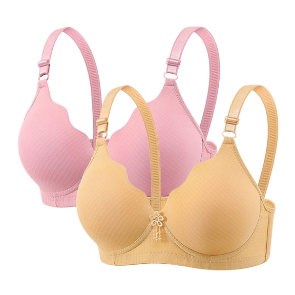 HADST Plus Size Women's Push-Up Bralette 2-Pack Wireless Breathable Bra S-XXL Value Bundle Nylon,Spandex
