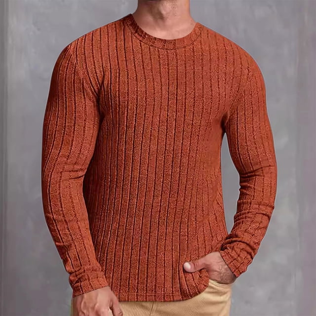 Weiqiqre Men'sLong Sleeve Underwear Tops Fleece Ribbed Knit Pullover Sweater Basic Thermal Sweatshirts