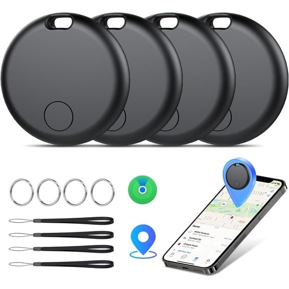 Air Tracker Tags-4 Pack: Smart Bluetooth Tracker, Item Finder Works with Find My (iOS Only) App, Trakcer Tag Locator for Keys, Luggage, Satchel, weTag mini. (Not for Android Devices)