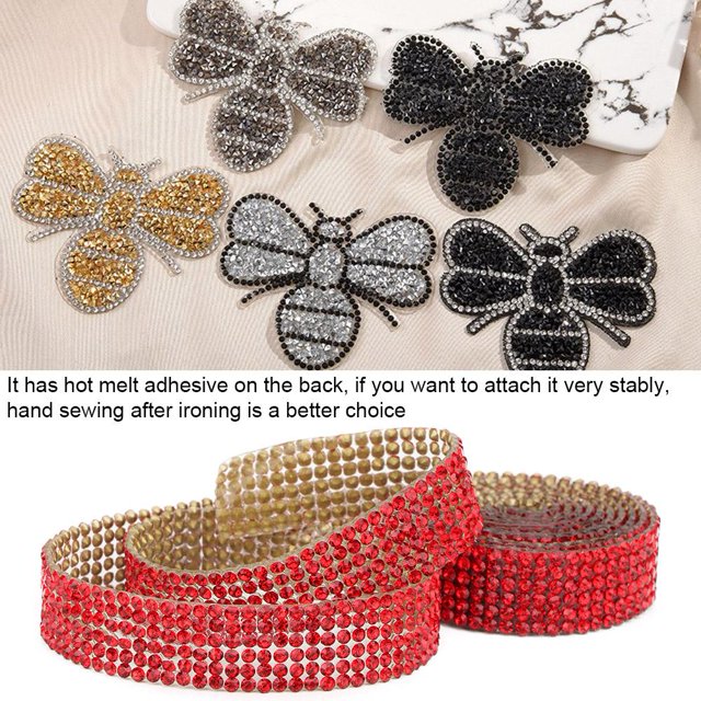 Cinta de Diamantes,1m 5 Yardas Filas de Diamantes Decorativo de Imitación con Adhesivo de Fusión en ción de Pasteles, Fiestas(rojo) cinta de diamantes Spptty Ropa y Accesorios
