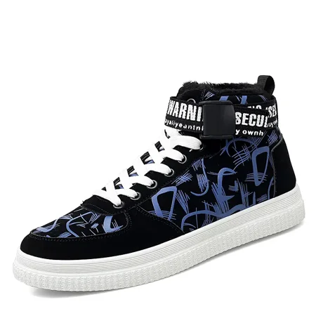 

Yishow-AA Trendy High Sports Sneakers Graffiti Pattern Plush Inner Lace Up Skate Shoes Women‘s Footwear