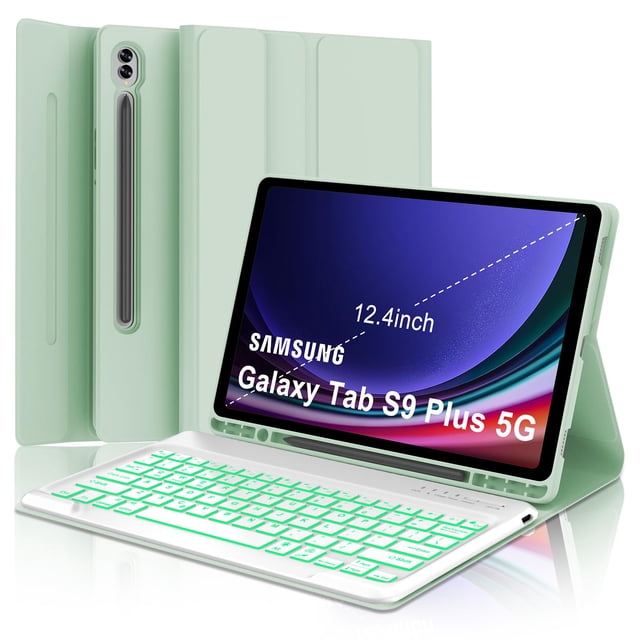 Funda con Teclado SENGBIRCH para Galaxy Tab S9 Plus 12.4" Retroiluminado