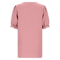 thumbnail image 4 of CAIVO Women Summer Short Sleeve Shirt Fashion Hollow Out Blouse With Pocket V-Neck Casual Relaxed Fit Solid Color Back To School Tops, 4 of 5
