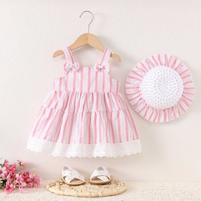 Robe Bébé Fille Robe Dessin Animé Robe Douce Fille Robe d'Anniversaire Fille Robes de Printemps pour Filles Vêtements d'Été 3-6 Mois
