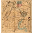 thumbnail image 2 of Vintage Maps 15x16 White Modern Wood Framed Museum Art Print Titled - Army Map Theatre of War 1862, 2 of 4