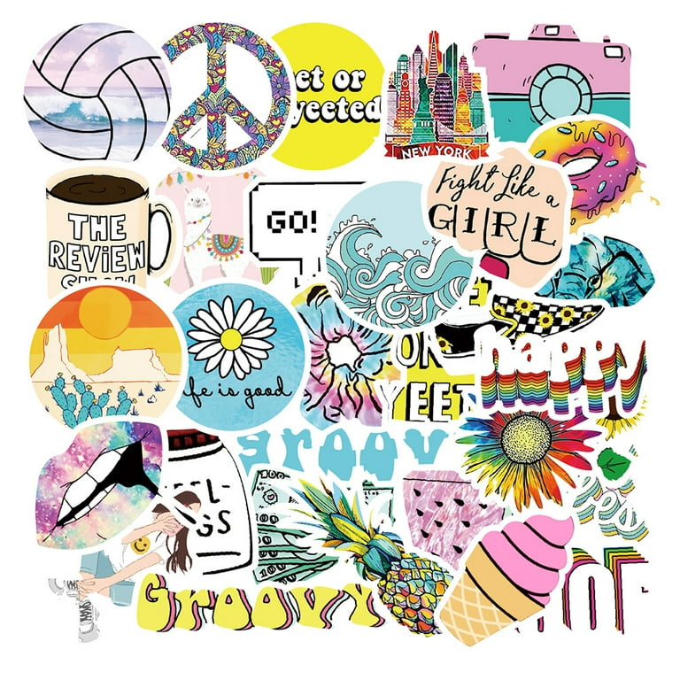 Stickers for Water Bottles, 100 Pcs/Pack Cute Vinyl Waterproof Vsco Laptop Skateboard Stickers Aesthetic Computer Hydroflask Phone Stickers for Kids