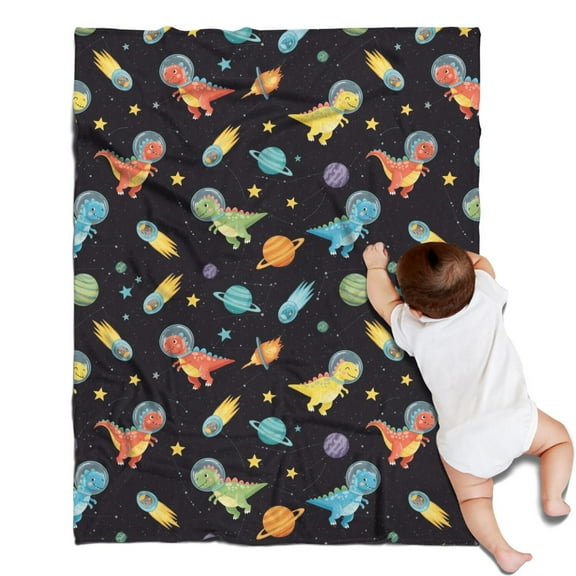 Space Dinosaur Pattern Blanket,Comfortable Soft Flannel Throw Blanket,All Season,Warm Lightweight Blankets for Sofa Bed Couch Living Room Chair,30"x40"