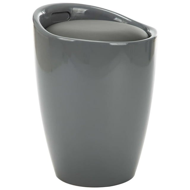 Taburete de almacenamiento gris VidaXL con tapicería de piel sintética y marco de plástico macizo, estilo retro, asiento cómodo con compartimento de almacenamiento interno
