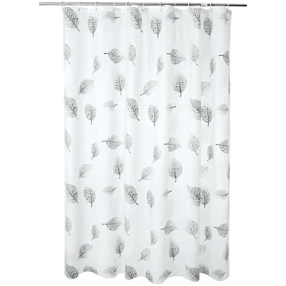 Rideau de Douche, Ensemble de Rideaux de Douche Lavable, Rideaux de Douche PEVA Salle de Bain avec Crochets de Rideau de Douche pour Baignoire et Cabine de Douche (Petites Feuilles)