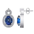 thumbnail image 3 of 0.35 Carat 8x6MM Oval Created Sapphire and Diamond Surrounded Earrings In 10k White Gold, 3 of 6