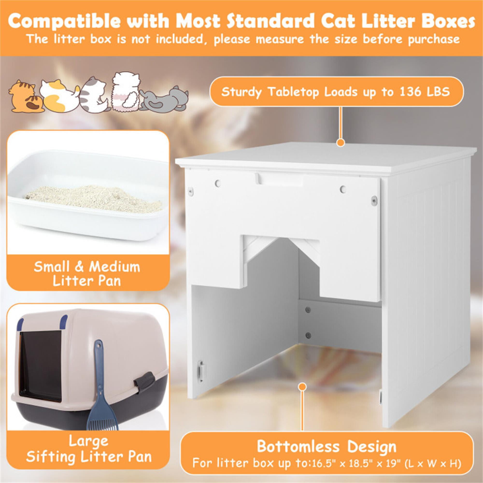 Kadyn 20" Cat Litter Box Enclosure with Flip Magnetic Half Door, Hidden Cat House Enclosed, White