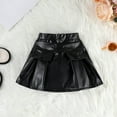 thumbnail image 4 of AUNVITO Girls Solid Color Ribbed Tank Top PU Leather Waist Button Skirt Set Trendy Y2K Outfit, 4 of 9