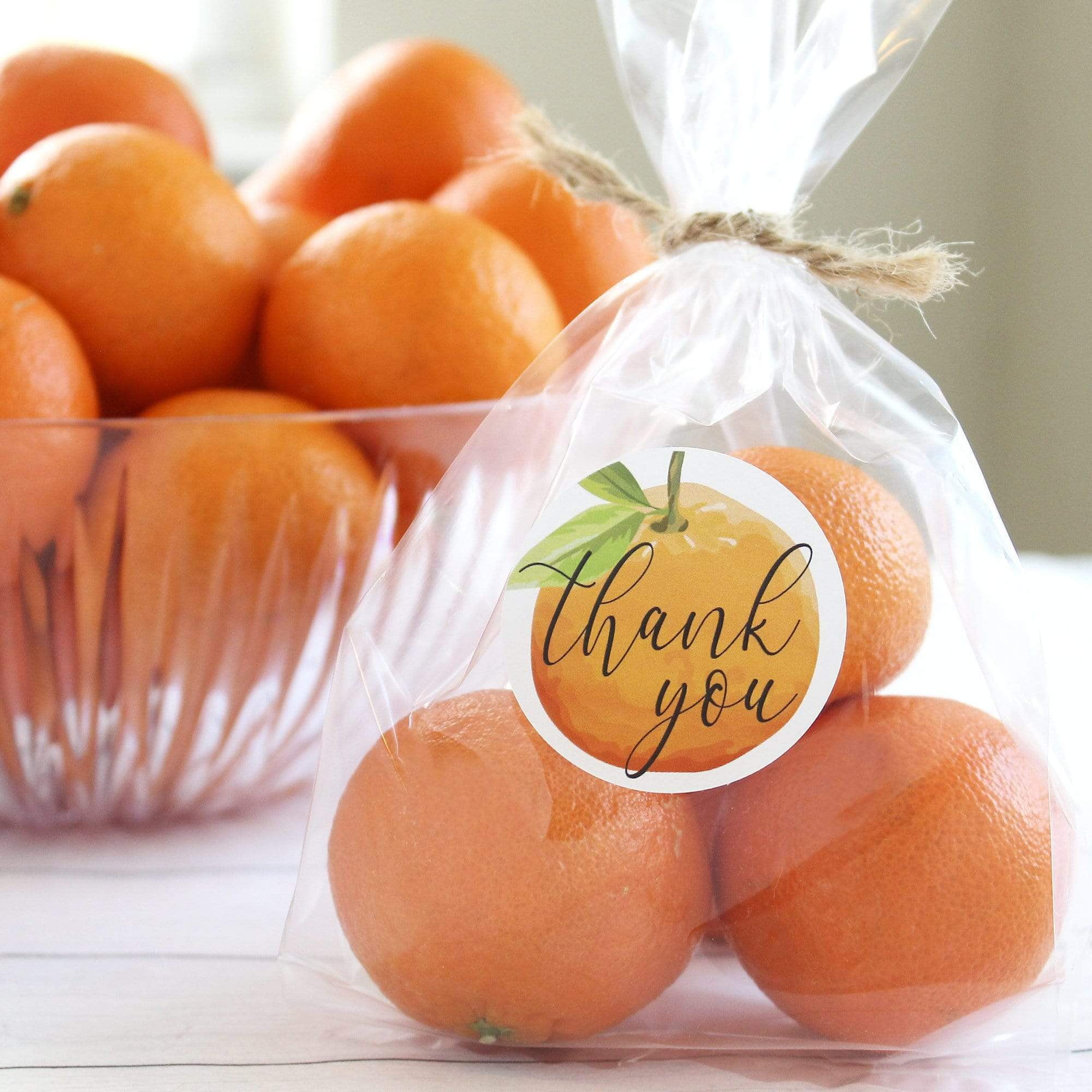 Orange Clementine Cutie Baby Shower Hand Sanitizer Favor Stickers Set of 60 Labels 