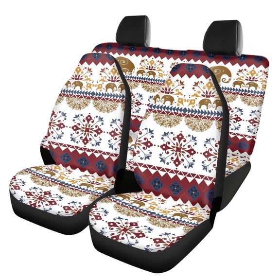 Pzuqiu Car Seat Covers Full Set Polyester, Compatible with Sedan Seats SUV Seats, for Truck SUVs, Geometric Pattern Design