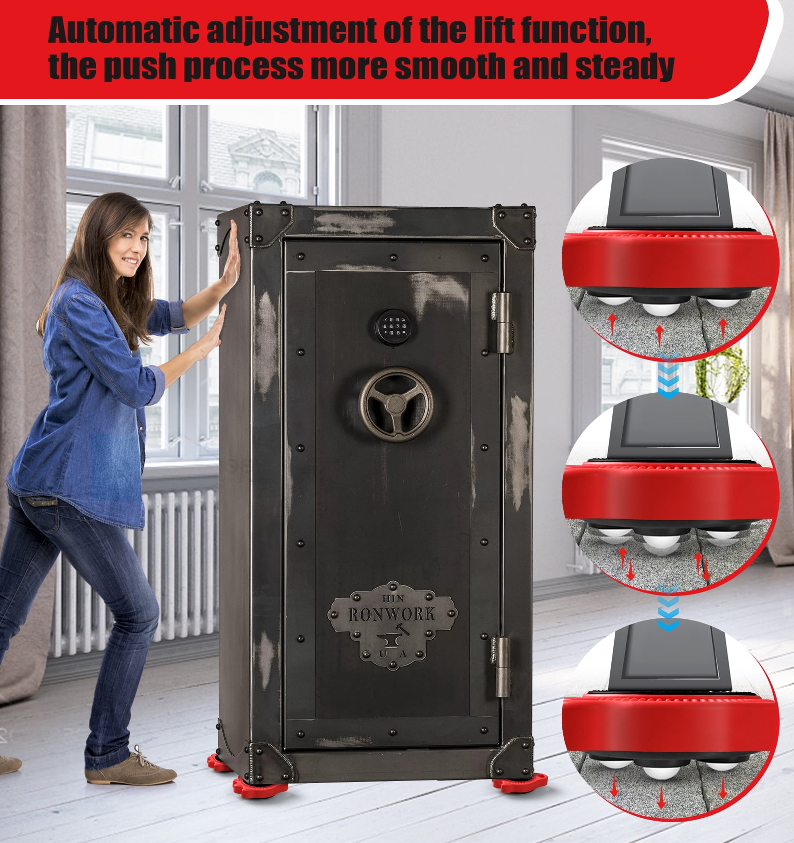 Furniture Lift Mover Tool Set - Furniture Movers Can Withstand Up to 800 Ibs, 360°Sliding Function, Furniture Lifter Have Self-Adjusting Bases， Heavy Item Furniture Moving Tool Without Falling