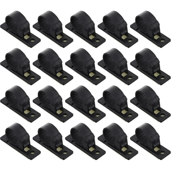 20pcs Self- adhesive Cable Ties Cable Straps Organizer Reusable Cord Keeper Holder TV Wire Management Clamps for Earphones Earbuds Headphones Tablet Supplies Black Headphone Organizer