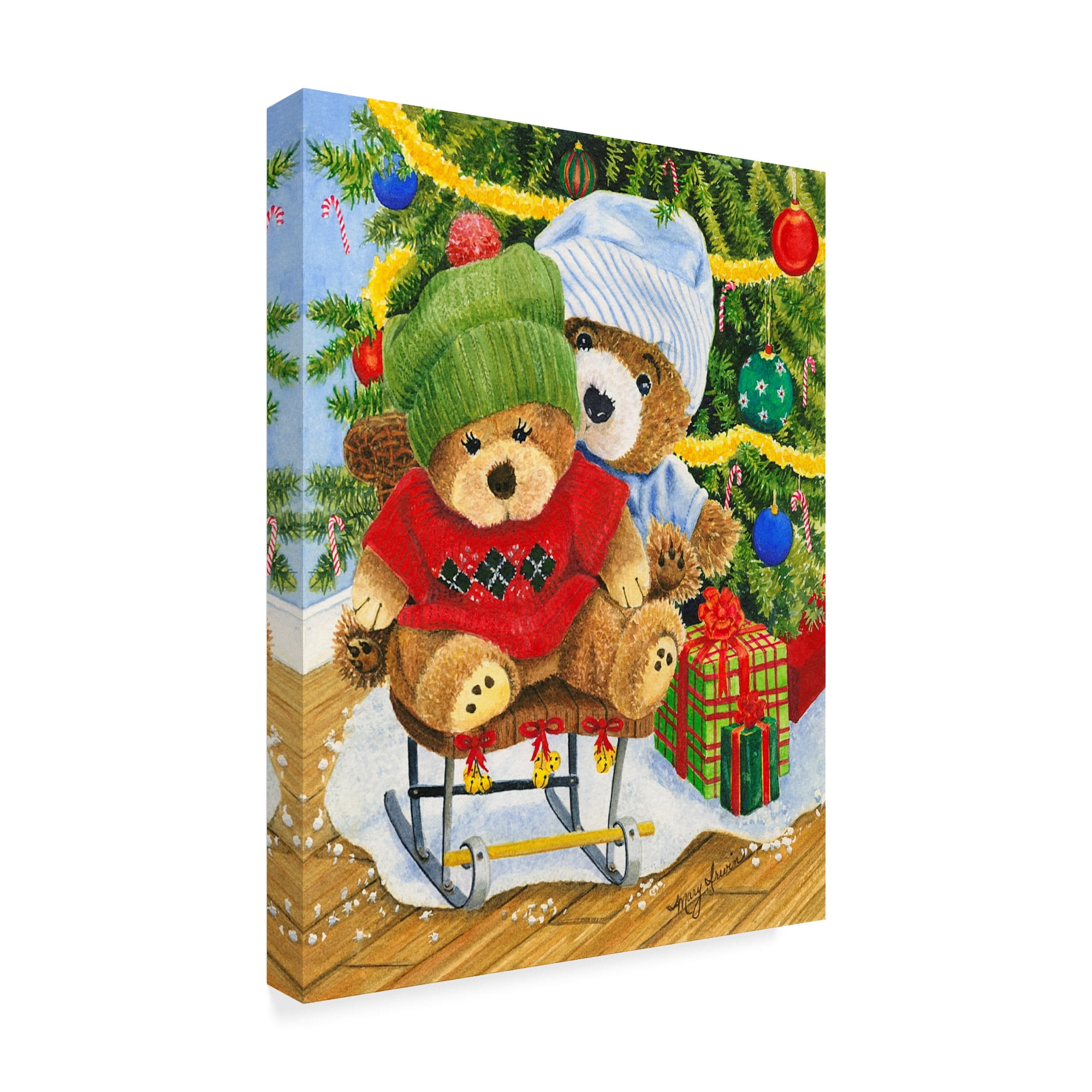 Trademark Fine Art 'Teddy Bear Christmas' Canvas Art by Mary Irwin