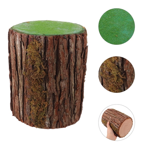 LOLIPPYY Faux Tree Stump Coffee Color Wooden Moss Decor Rustic Wedding Aisle Centerpiece Decoration