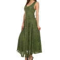thumbnail image 4 of Sakkas Beverlee Embroidered Button Down Sleeveless Caftan Dress - Green - S/M, 4 of 5