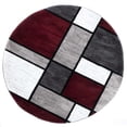 thumbnail image 2 of World Rug Gallery Contemporary Modern Boxed Color Block Red 6'6" Round Rug, 2 of 7