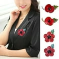 thumbnail image 2 of HOOUN Crystal Enamel Pin Brooch Broach Christmas Decor Props Poppies Badges Red-silver, 2 of 9