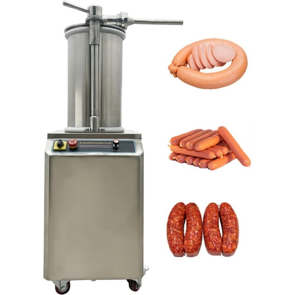 15L Hydraulic Automatic Sausage Filling Machine Electric Sausage Stuffer Filler 300kg/h with 3 Filling Nozzles 110V Stainless Steel