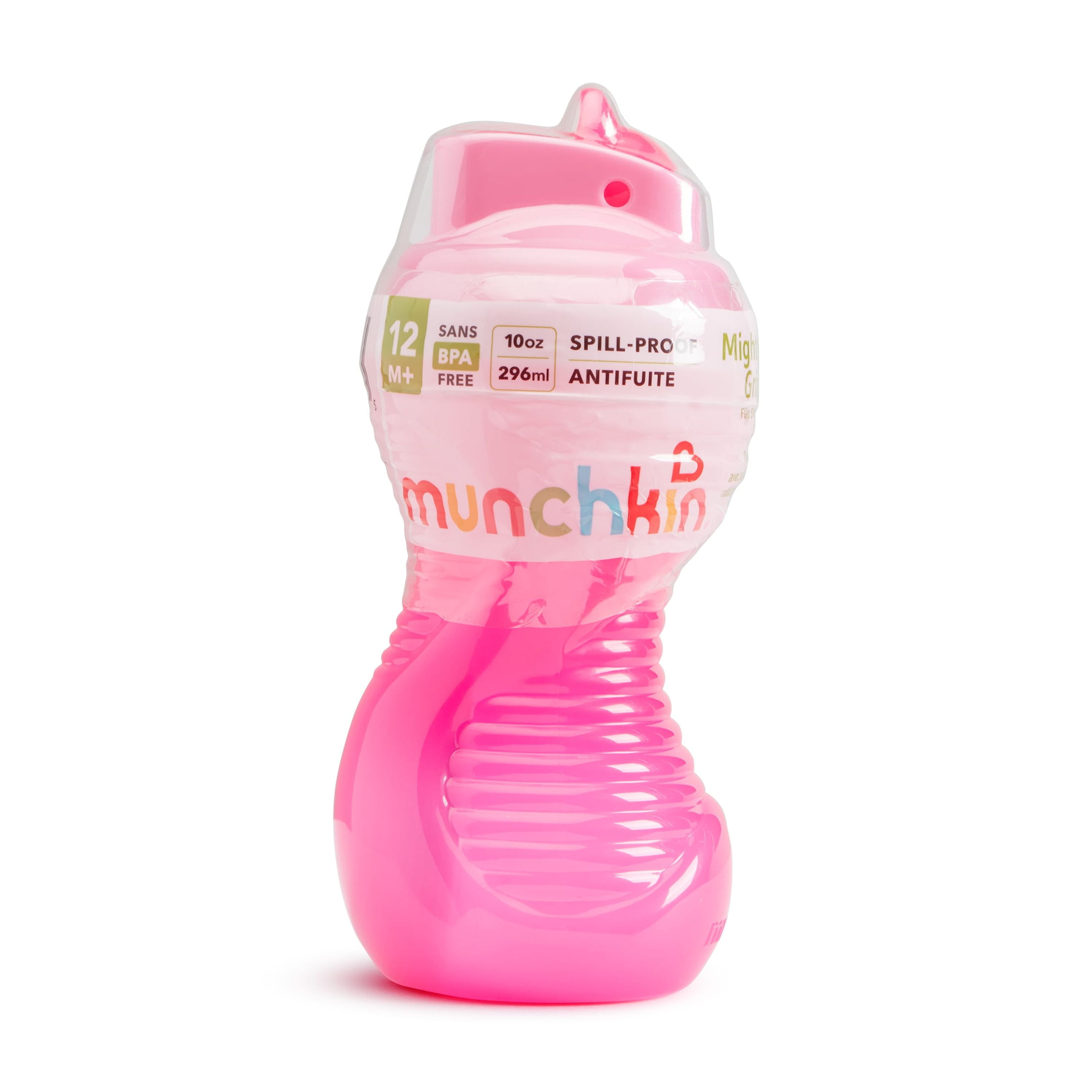 (4 pack) Munchkin® Mighty Grip® Toddler Flip Straw Sippy Cup, 10 oz, Pink, Unisex