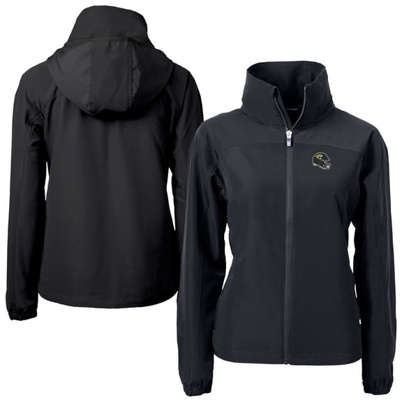 Women's Cutter & Buck Black Jacksonville Jaguars Helmet Charter Eco Recycled Full-Zip Jacket