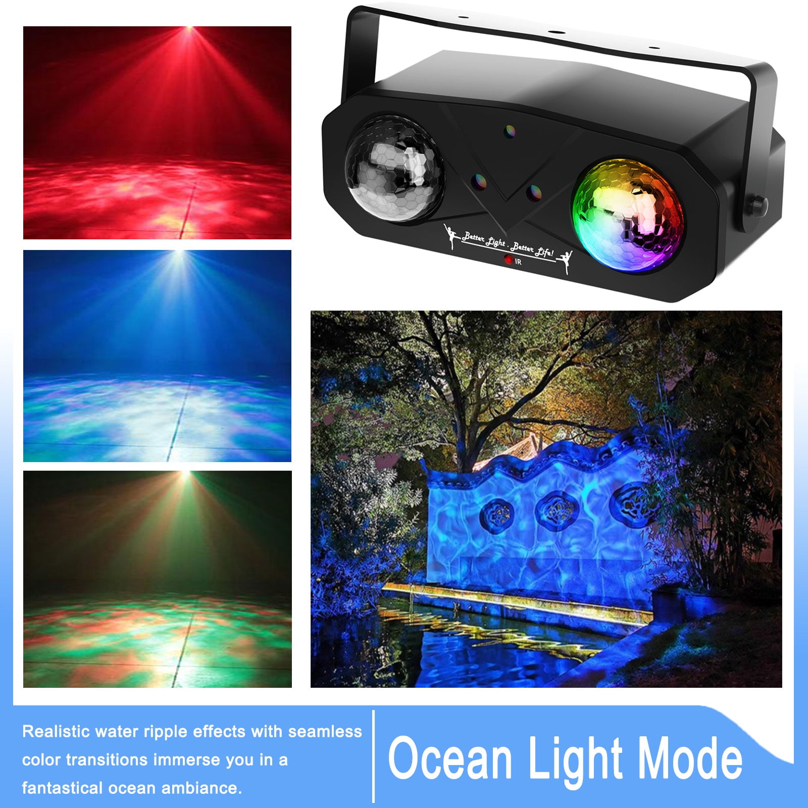 Party Light Disco Ball Light Dj Light Disco Light Ocean Light Star Light Projector Dance Light Sound Activated with Remote Control Stage Light Strobe Light for Parties KTV Christmas Halloween Décor