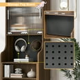 thumbnail image 5 of Mid-Century Modern Walnut Cabinet, Cat Scratcher & Bed Combo, Multi-Use Storage with LED Lights, Extendable Table, Pet Friendly Furniture for Cat Lovers, 5 of 9