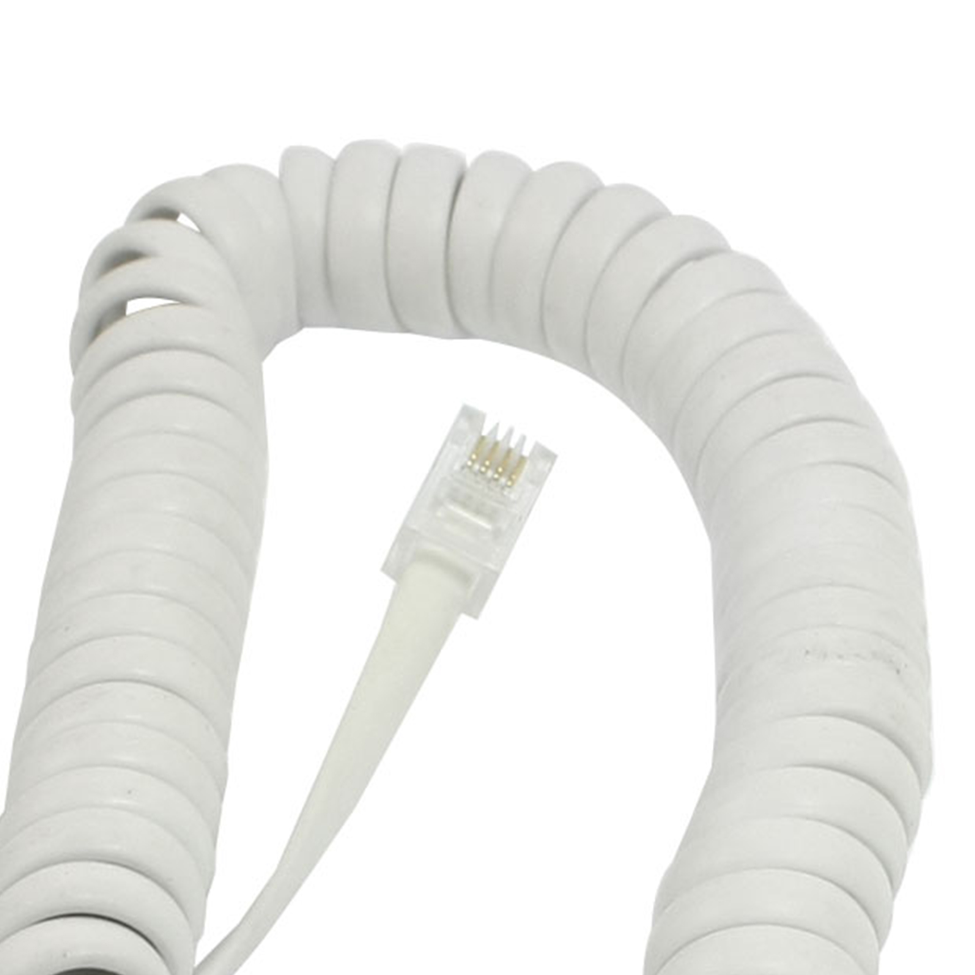 Unique Bargains 11' Long Coil Stretchy RJ9 4P4C Extension Telephone Cable White