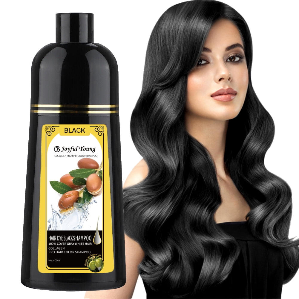 Joyful Young Natural Hair Dye Shampoo, Hair Color for Gray Hair Coverage, Black Hair Coloring
