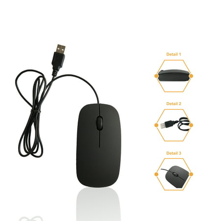 USB Wired Scroll Mouse for Laptop Tablet Computer PC Optical Scroll
