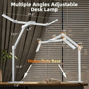 LED Desk Lamp for Home Office - 24W Architect Table Lamp with Long Swing Arm Corded Electric 1500LM Bright Dimmable Computer Table Light(White)