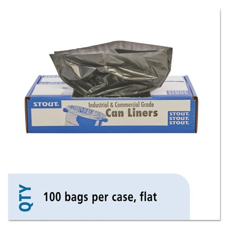 Stout by Envision 100% Recycled Plastic Garbage Bags, 20-30gal, 1.3mil, 30x39, Brown/Black, 100/CT