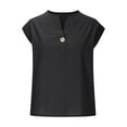 thumbnail image 3 of GIPQJK Women's Cotton Linen Tank Tops Henley V Button Down Basic Sleeveless Tops 2025 Trendy Soild Color Lightweight Tank Tops,Black S, 3 of 5