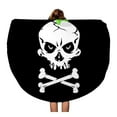 thumbnail image 1 of SIDONKU 60 inch Round Beach Towel Blanket Grinning Skull Mohican Punk Symbol and Crossbones Green Travel Circle Circular Towels Mat Tapestry Beach Throw, 1 of 2