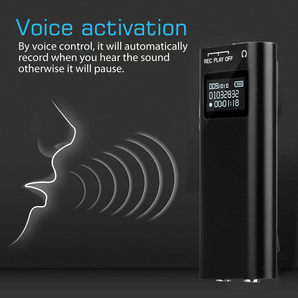 Hidden Voice Activated Recorder Spy Digital Audio Recording Device 16GB Black 