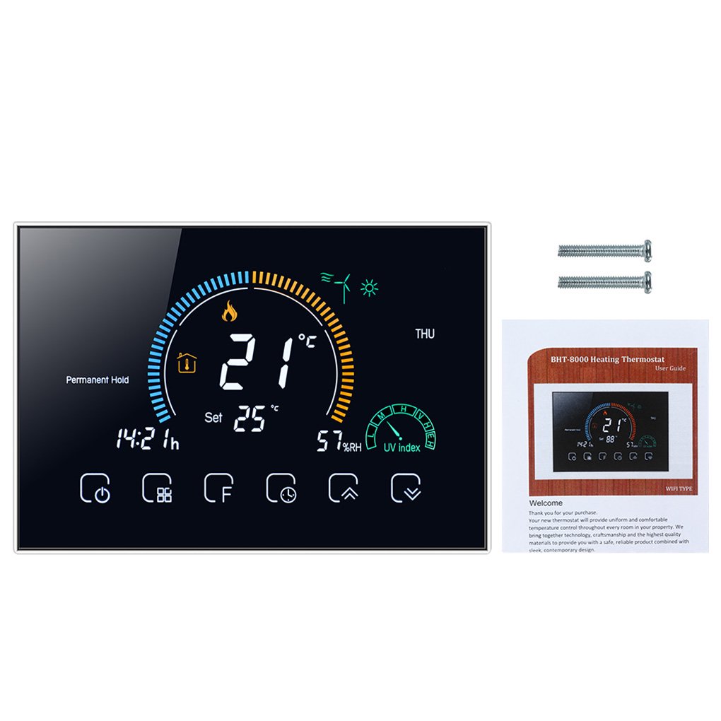 WiFi Intelligent Programmable Room Thermostat Backlit LCD Electric Heating  Controller, Black - Walmart.com