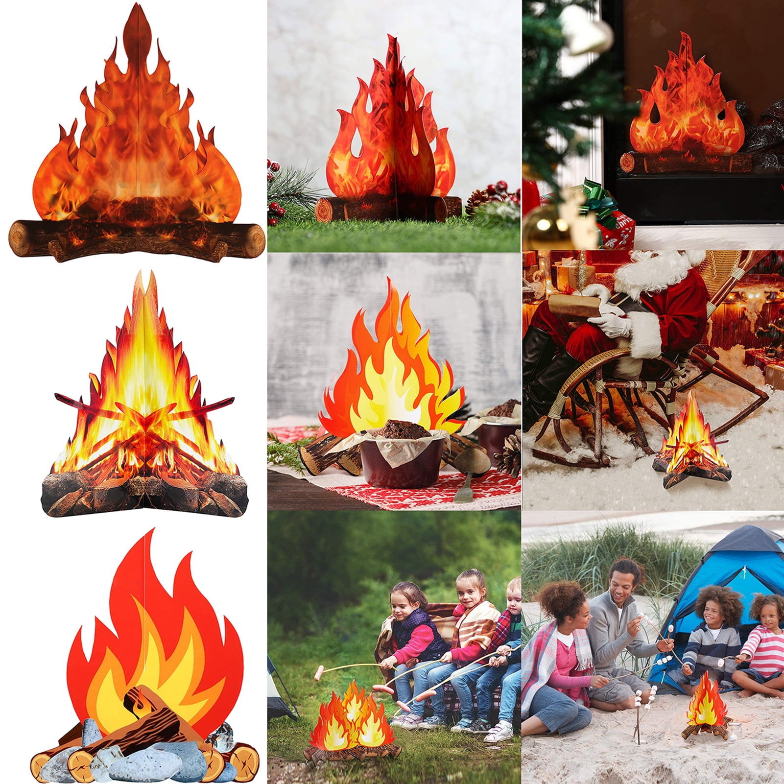 3D Decorative Cardboard Campfire Centerpiece Artificial Fire Fake Flame Paper... 