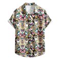 thumbnail image 2 of Camisas Para Hombre Camiseta con botones de solapa para playa y playa, estampado hawaiano informal, a la moda, de verano para hombre, camisa de manga corta, camisa estampada (Beige, M), 2 of 7