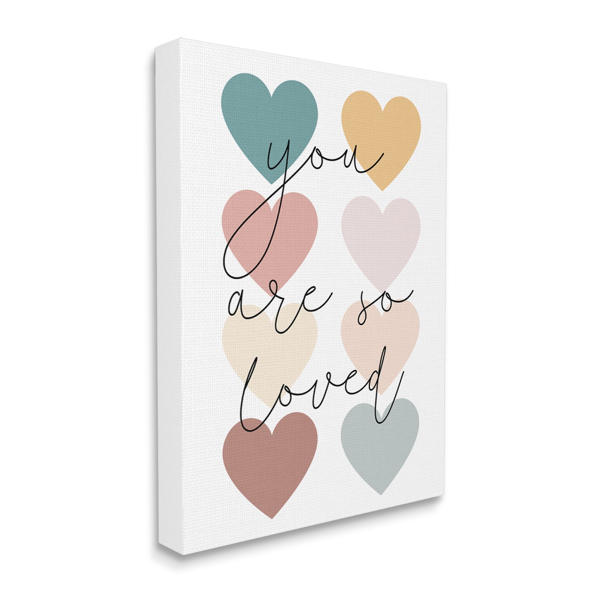 Stupell Industries You Are Loved Hearts Abstract Painting Gallery Wrapped Canvas Art Print Wall Art, 30 x 40