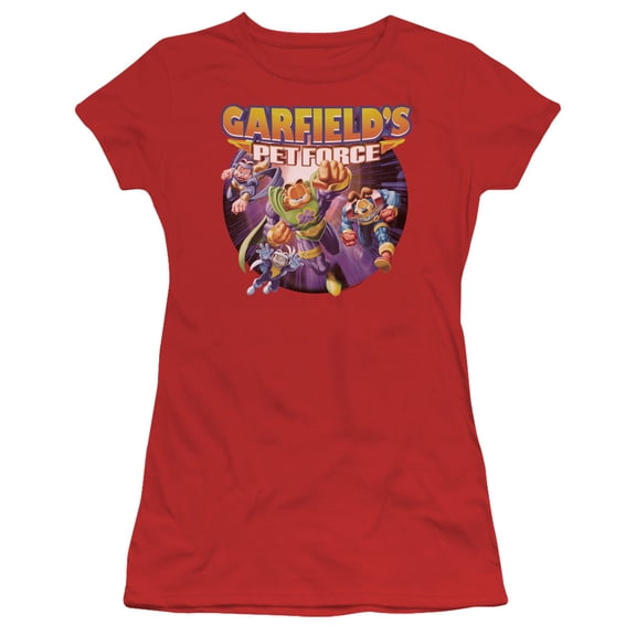 Garfield Pet Force Four S/S Junior Women's T-Shirt Sheer Red