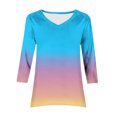 thumbnail image 5 of Womens Fall Tunic Tops, 3/4 Sleeve Shirts for Women Fashion Loose Fit Ombre Tie Dye V Neck T Shirts Dressy Blouses S-2XL, 5 of 5
