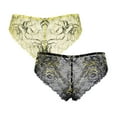 thumbnail image 3 of Curve Muse Women's Pack Of 2 Comfort Sheer Lace Tanga Hipster Boyshorts Panties-Pack C-Black,Yellow-M/6, 3 of 6
