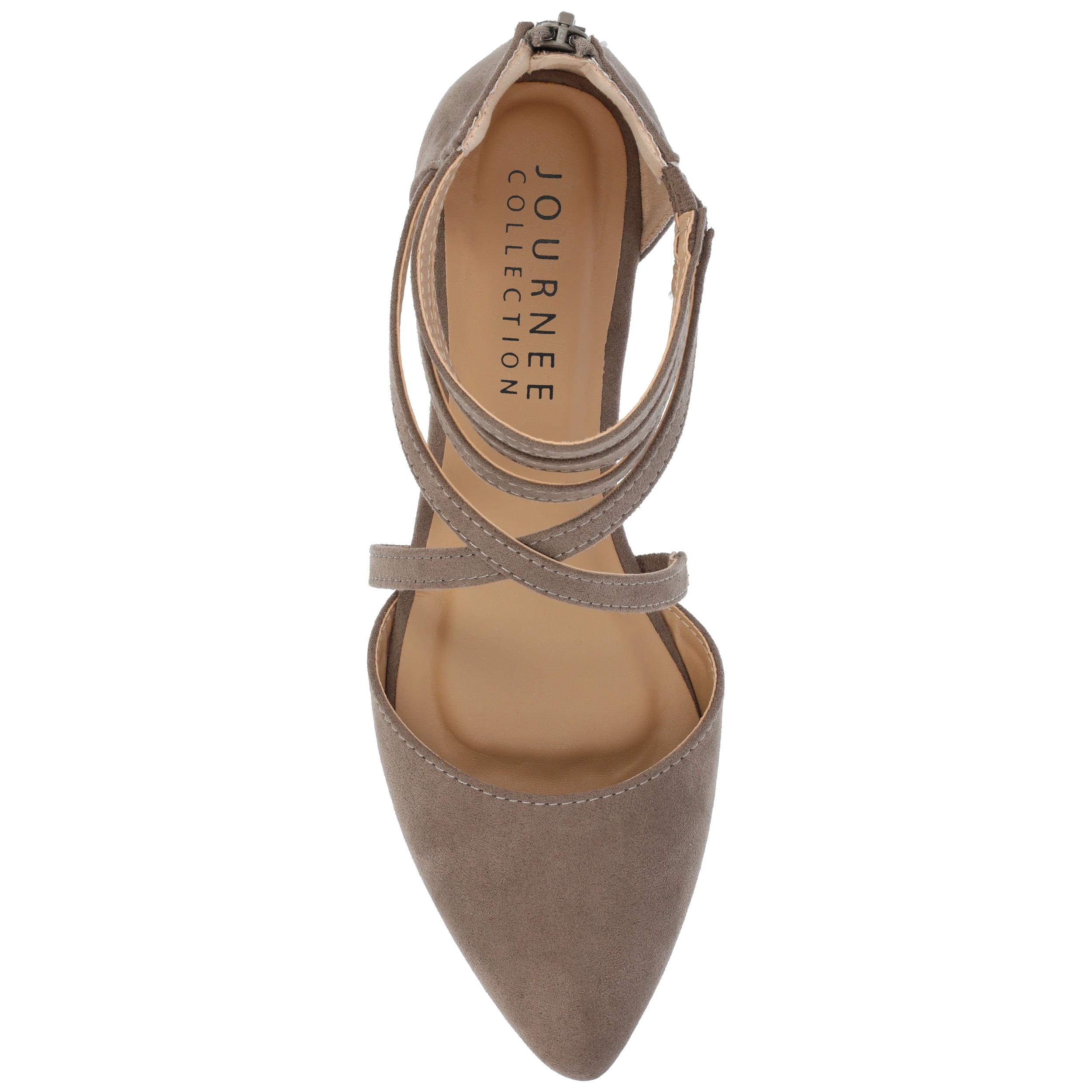 Journee Womens Marlee Back Heel Zip Pointed Toe Cage Flats